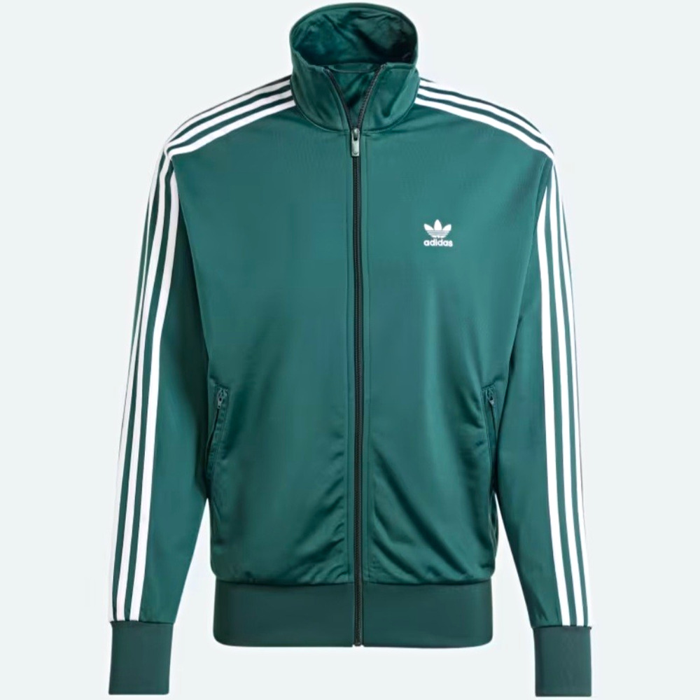 Adidas Originals Men's Track Jacket Full Zip Stand-Up Collar Green/White S